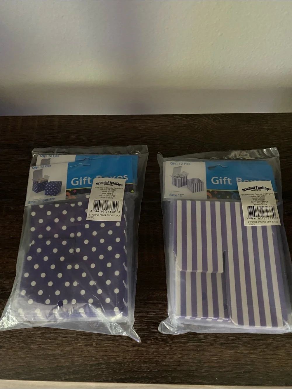 NWT Purple Party Small Gift Boxes- Polka Dot & Stripe